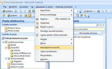Strumenti Impostazioni Account