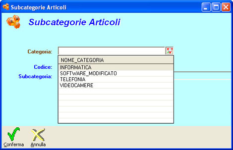 subcategorie articoli