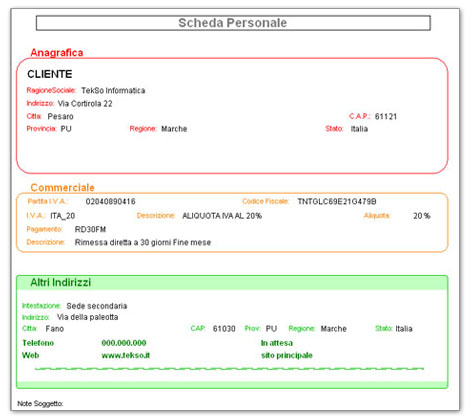 Stampa scheda cliente