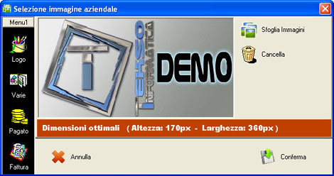 Scheda logo stampa fattura