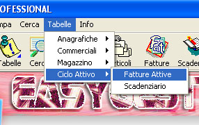 Menu avviare la fattura di vendita