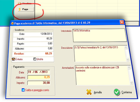 Pagamento della scadenza