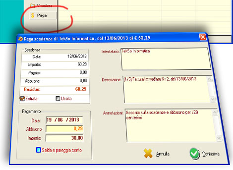 Pagamento della scadenza