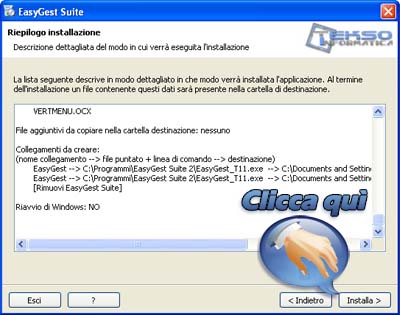 Riepilogo ed esito della installazione