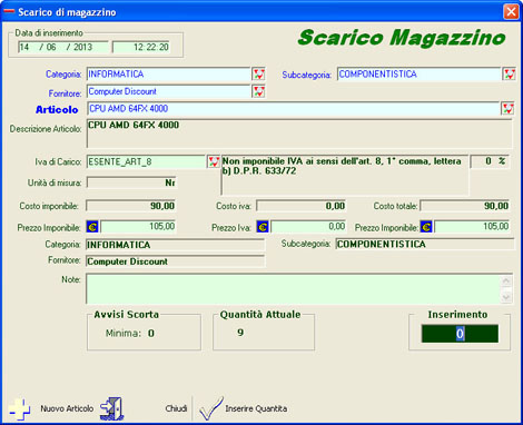 Scarico di magazzino