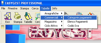 Categorie dei pagamenti dal menu tabelle
