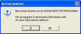 Maschera di inserimento del codice di attivazione