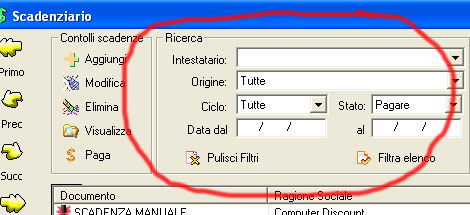 Filtro scadenze
